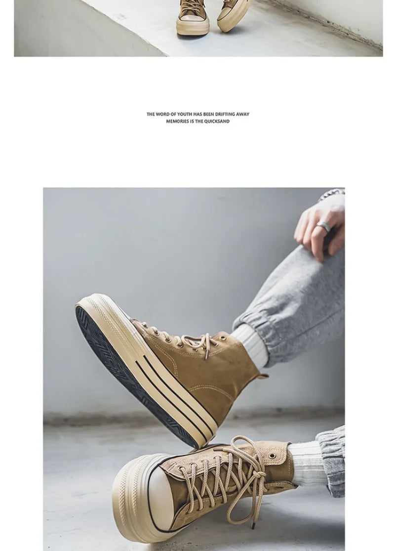 Couple Sneakers Classics Denim Canvas Shoes Fashion High Top Casual Shoes Platform Vulcanized Shoes for Men Lace Up Ankle Boots
