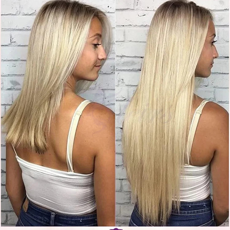 ADEIRS Straight Tape In Human Hair Extensions 100% Real Hair Extensions 16"-24" Black Brown Blonde #613 Invisible Tape In