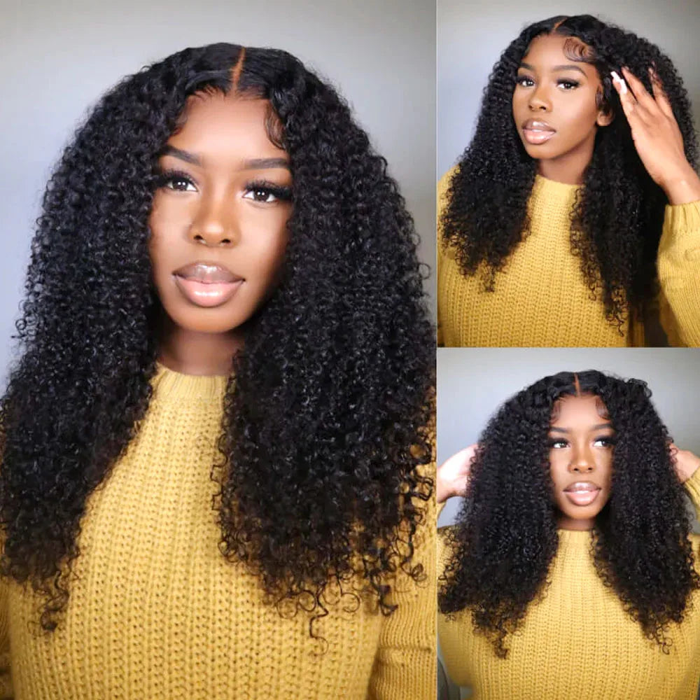 Afro Kinky Curly Glueless Wig Invisible Strap 360 Full HD Lace Frtonal Wig Deep Wave 13x6 13x4 HD Lace Front Human Hair Wigs