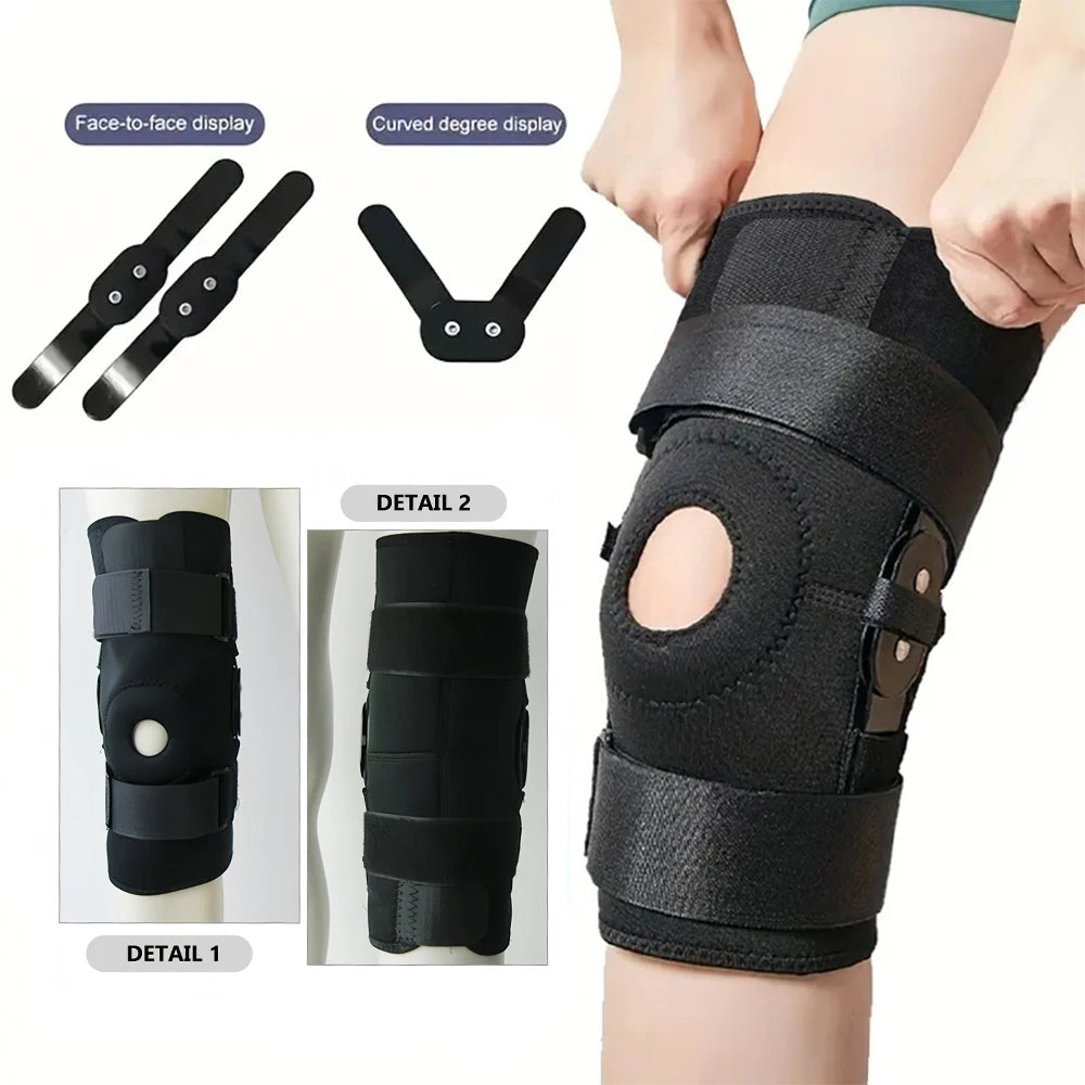 Patella Hinged Knee Braces Orthopedic For Knee Pain With Springs Compression Removable Steel Splint Support Knee Sleeve