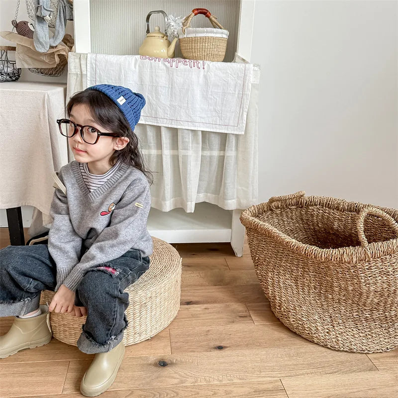 2023 Autumn Spring Baby Girls Boys Denim Pants Loose Fashion Korean Style Kids Casual Jeans Toddler Trouser Children's Clothes