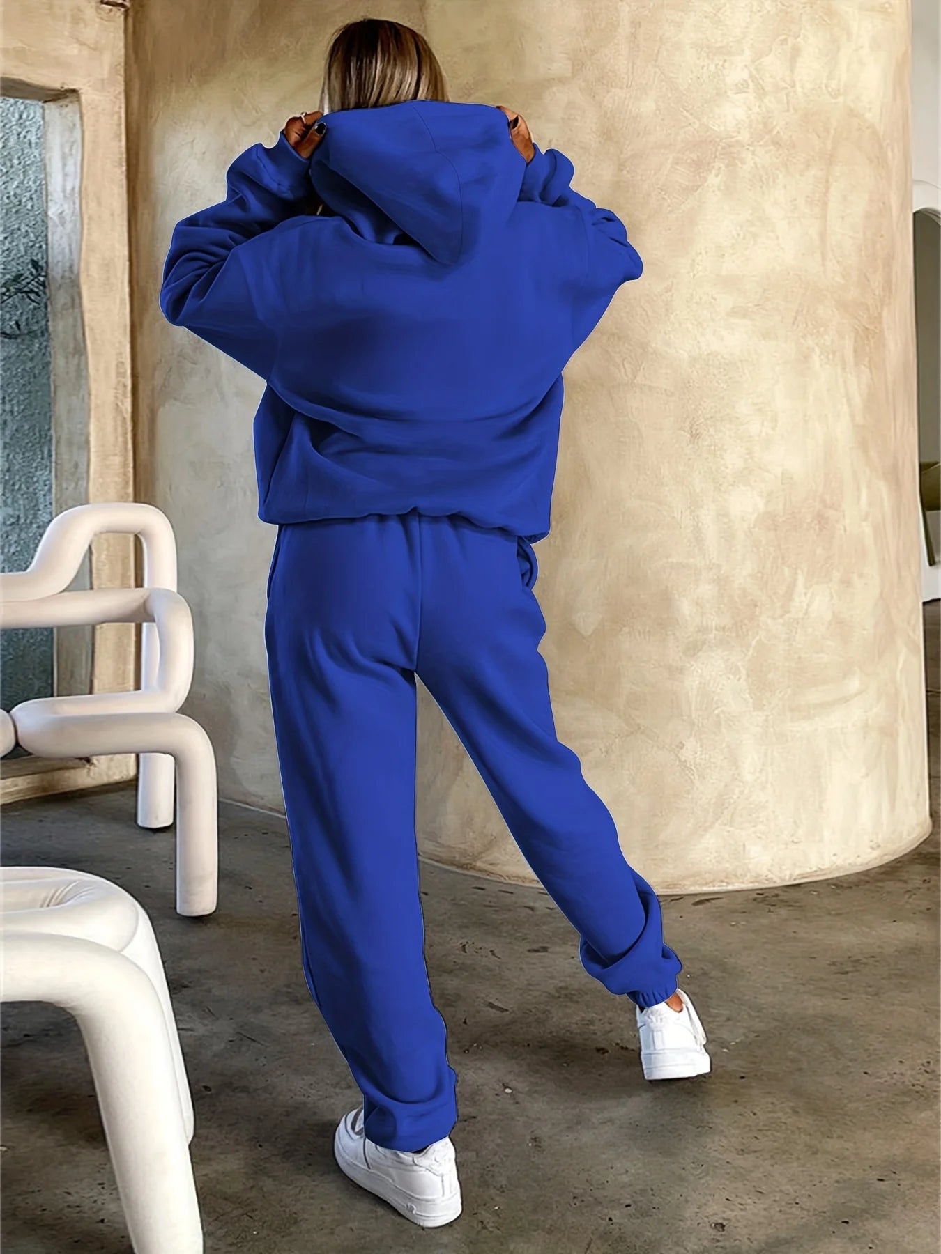 Women's Hoodie+Sweatpants Set Hip Hop Street Casual Los Angeles California Printed Loose Sweatshirt Autumn Fleece Warm Clothing