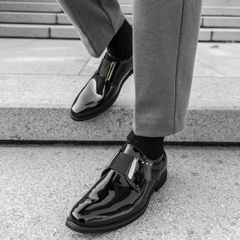 Luxury Brand Men's Shiny Leather Shoes High-end Occasions Business Men's Formal Shoes Classic Loafers Brown Retro Shoes
