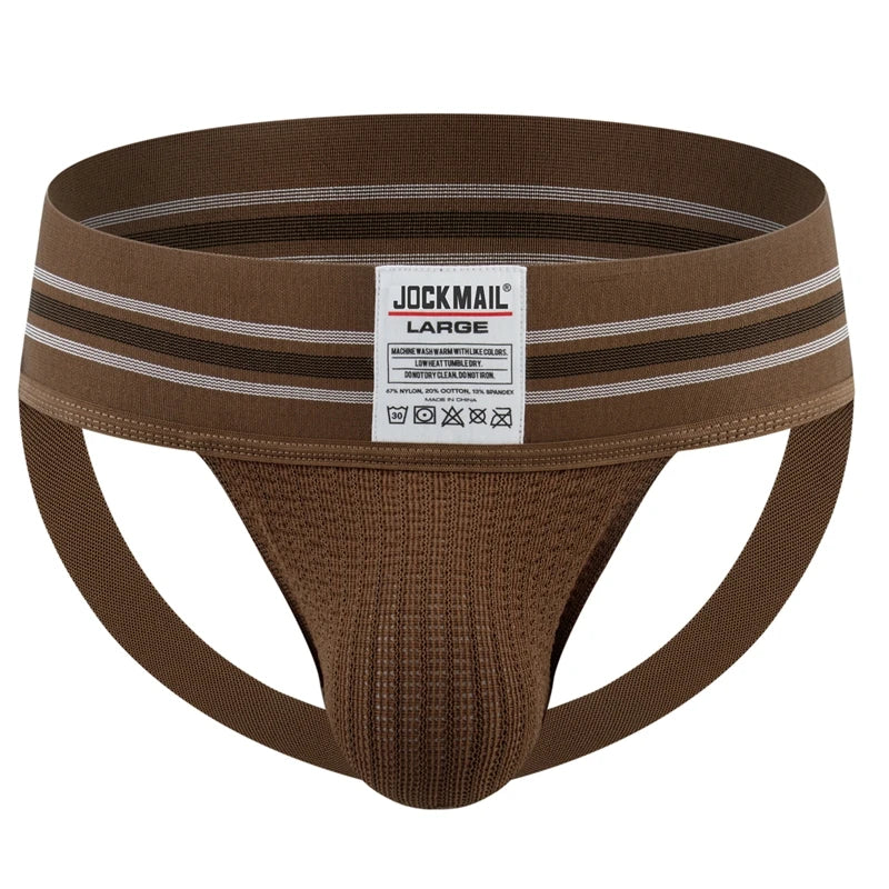 JOCKMAIL Men Athletic Supporters Jockstrap Thongs Mens Underwear  Underpants Bikini  3" Elastic Waistband  Hombre Panties