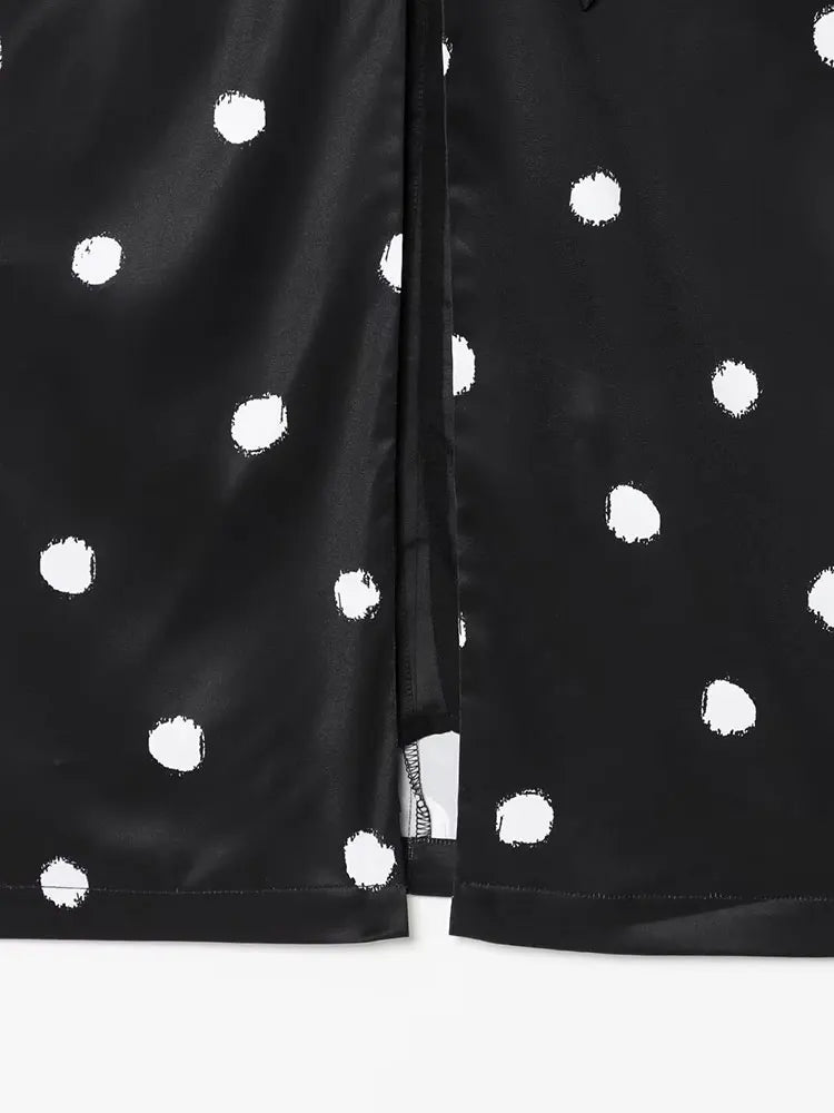 TFAFXY 2025 Polka Dot Skirt Women Wrap Ruched Midi Skirt Woman New Fashion Elegant Long Skirts For Women Party Skirts