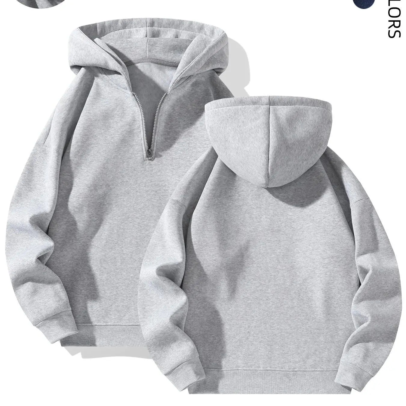 Men's solid color half zip hoodie, casual plain long sleeve pullover sweatshirt men's wear, autumn dress, autumn and winter wear