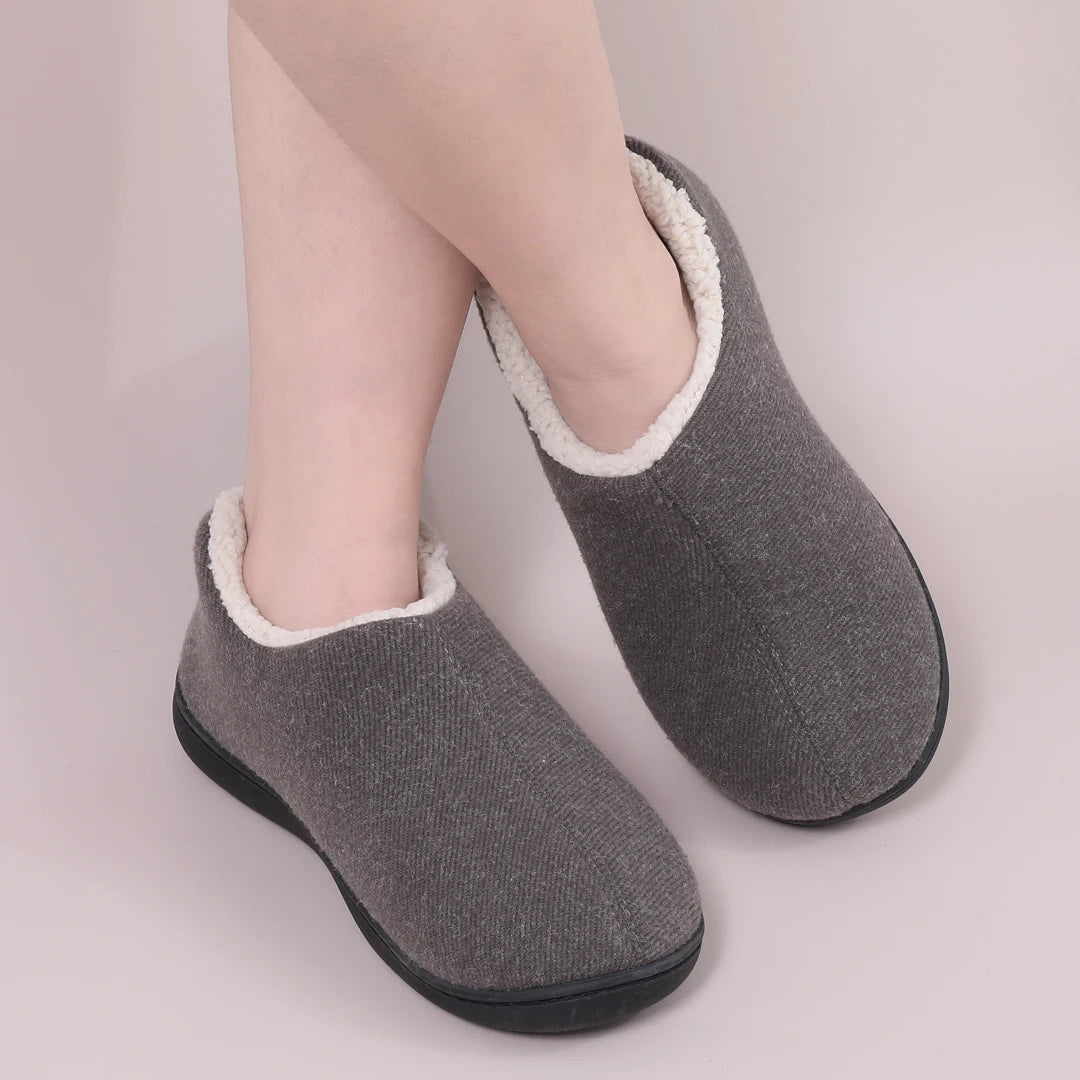 Evshine Women's Cozy Cotton Slippers Winter Warm Faux Fleece House Shoes Indoor Non-slip Memory Foam Slipper Casual Furry Slides