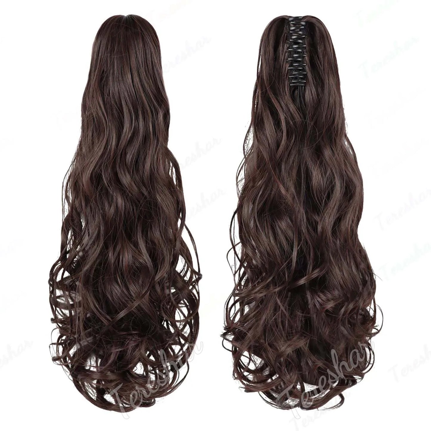 Tereshar Synthetic Ponytail Extension Claw Ponytail Extension Wavy Curly pony tails hair extensions Fake Hair Pieces for Women