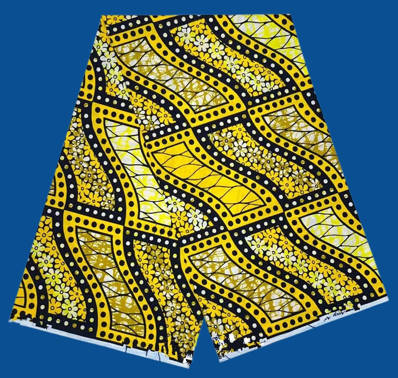 2025 Fashion Veritable African Wax Pagne Wax  100% Cotton Batik Tissu Wax Loincltoh Nigerial Dress 6yards for Sewing YG5-110-1