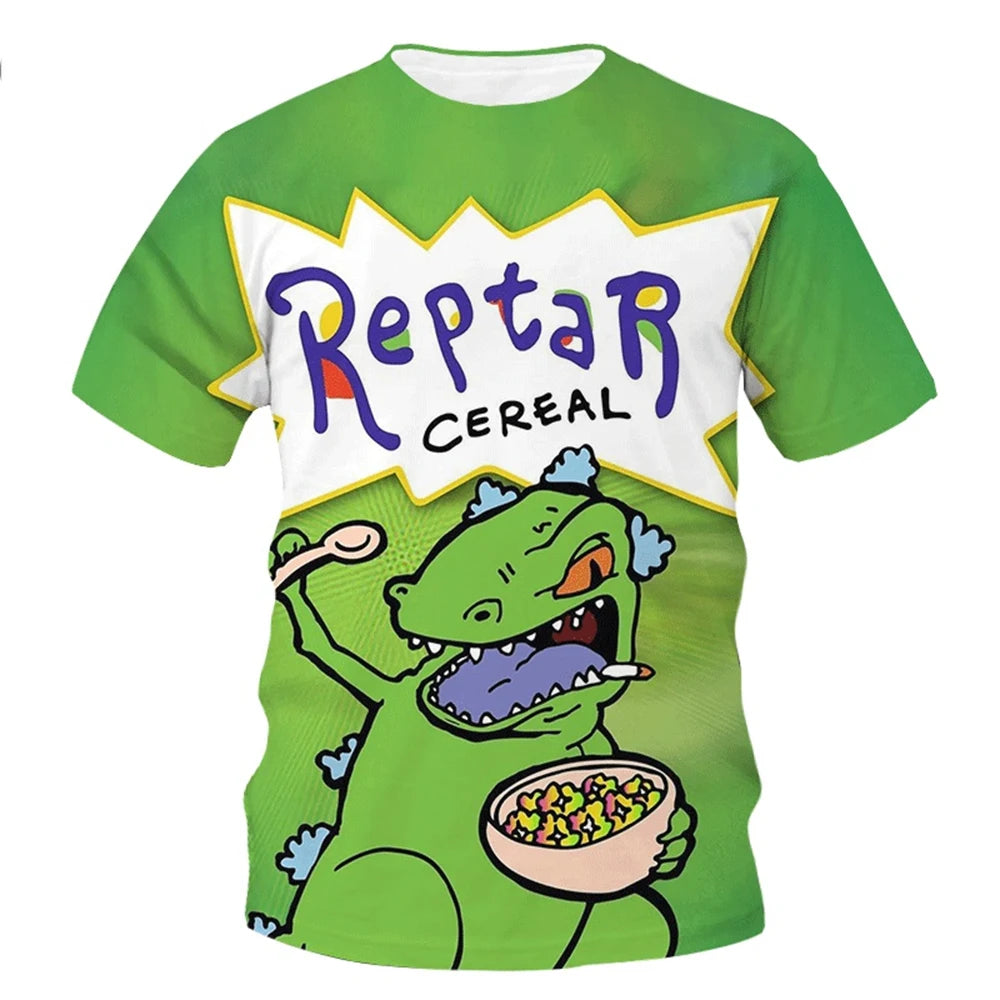 Summer fashion, novelty, creativity, 3D printing, anime character printing, fun, casual, comfortable short sleeved T-shirt