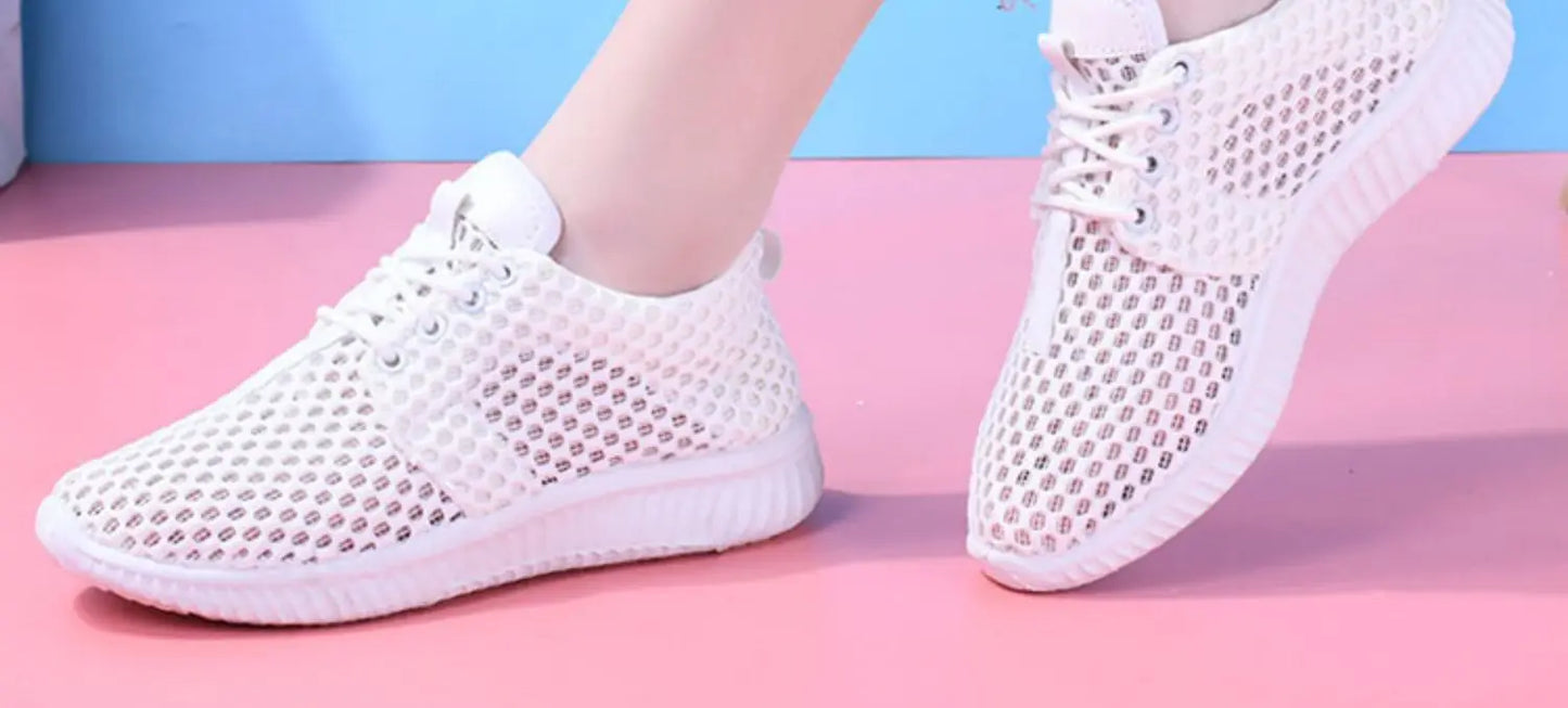 women's summer mesh shoes women's breathable mesh surface casual sports comfort mother's shoes anti slip soft sole  white shoe