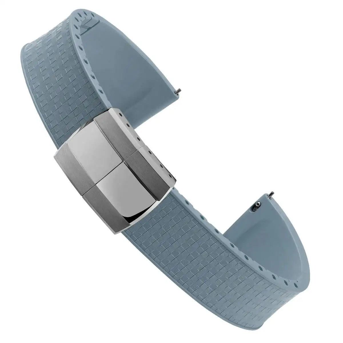 Cut to Size Fluoro Rubber Watch Strap 18/19/20/21/22mm Mosaic FKM Deployment Buckle Universal Flat End Replace Band Bracelet