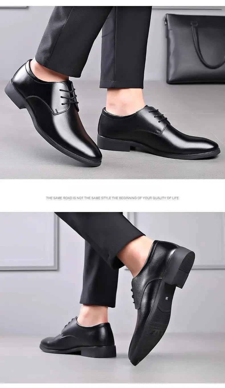 Fashionable Men's Leather Shoes Trendy Cowhide Men sneaker British Formal Men's Leather Shoes Soft Lace-up Leather Shoes for Men