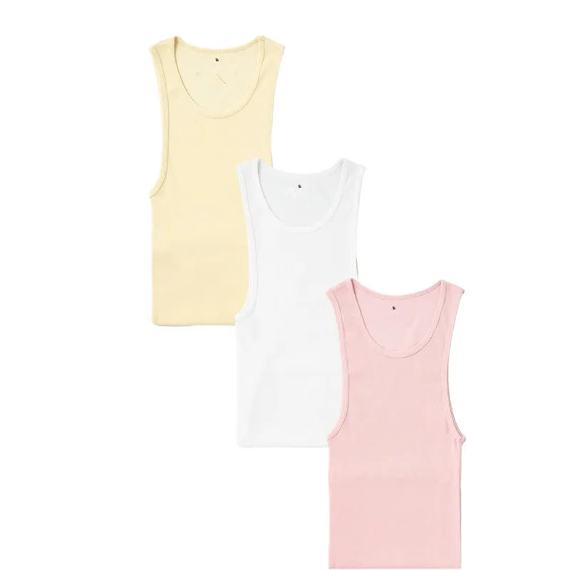 Spring Summer Knit Ice Silk Ribbed Fitness Sports Casual Slim-fit Men's Vest Men's I-line Muscle Vest Cotton Men