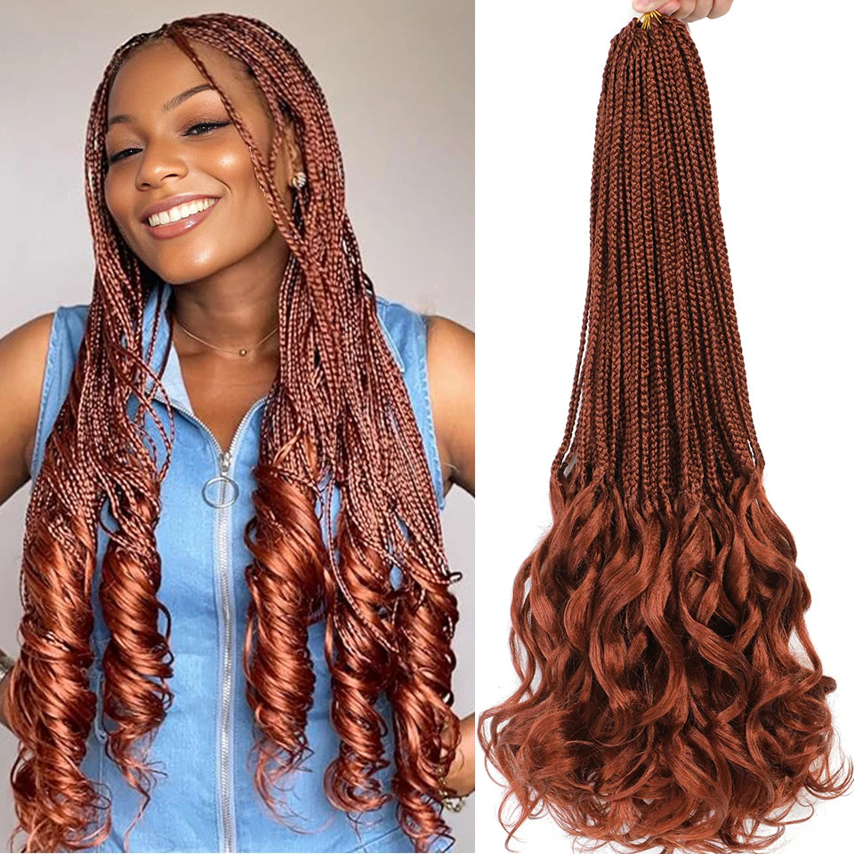 14 18 24 Inch French Curl Crochet Braids Boho Goddess French Curl Box Braids Crochet Hair Synthetic French Curly Braiding Hair