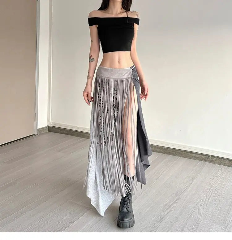 2026 Summer Fashion New Women's Street Style American Style Half Skirt Irregular Split Letter Sexy Hot Girl Half Skirt