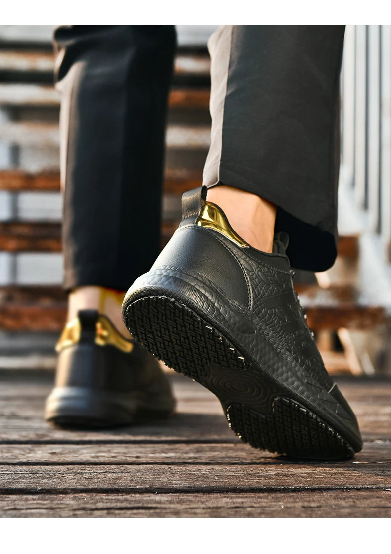 Chef shoes four seasons soft sole non-slip waterproof oil-proof kitchen work shoes men's plus size fashion casual light sneakers