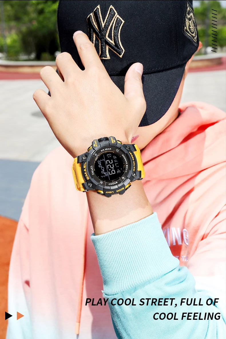 SMAEL Digital Watch LED Alarm Clock Military Watches Big Dial Digital Wristwatches 8082 Sport Watches for Men