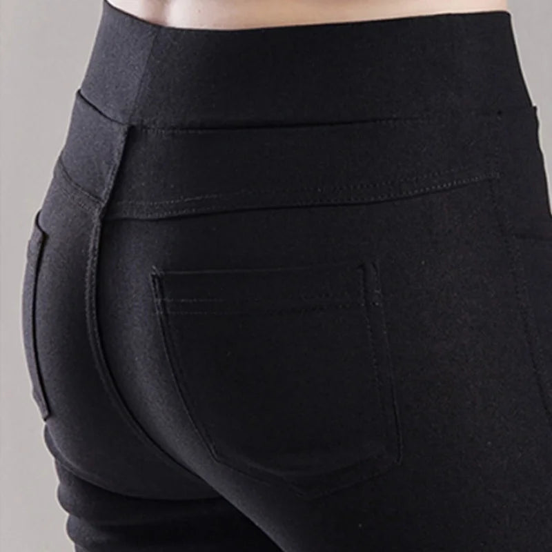 Elegant Slim Fit Solid Leggings Pants Fashion Women Elastic Stretch Skinny Pocket Pencil Legging Office Lady Commute Outerwear