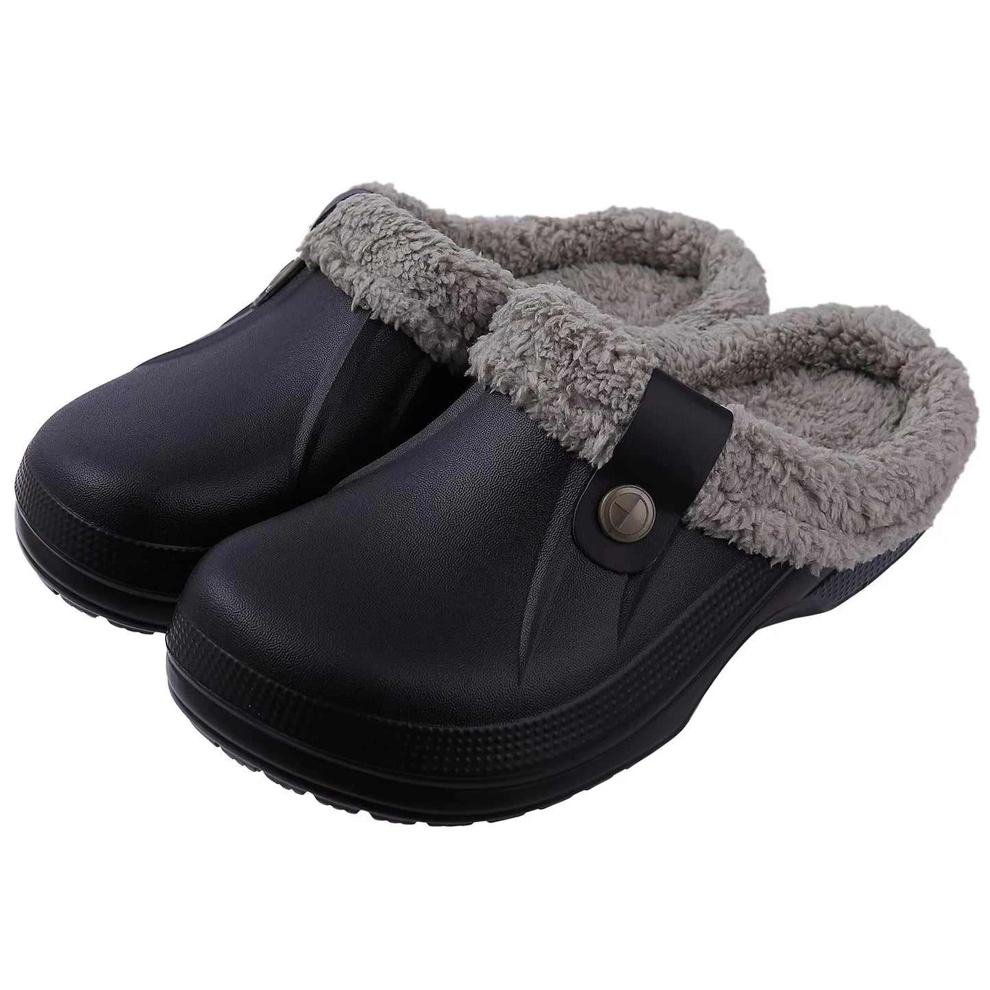 Crestar New Home Warm Slippers For Women Men Winter Soft Plush Slippers Female Clogs Outdoor Waterproof Non-slip Cotton Slippers
