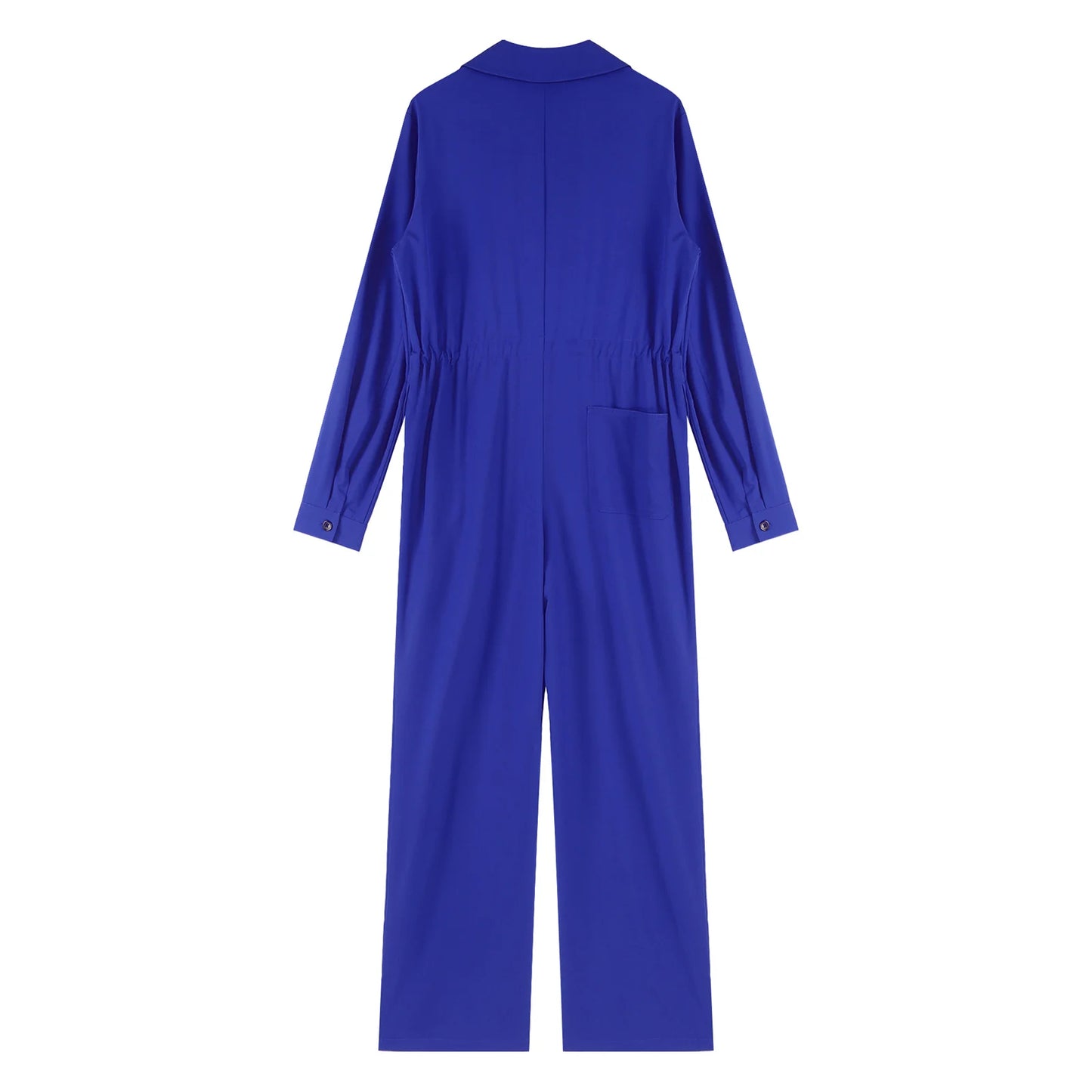 Womens Coverall Solid Color Turn-Down Collar Long Sleeve Button Jumpsuit Mechanic Work Overalls Fashion Casual Cargo Rompers