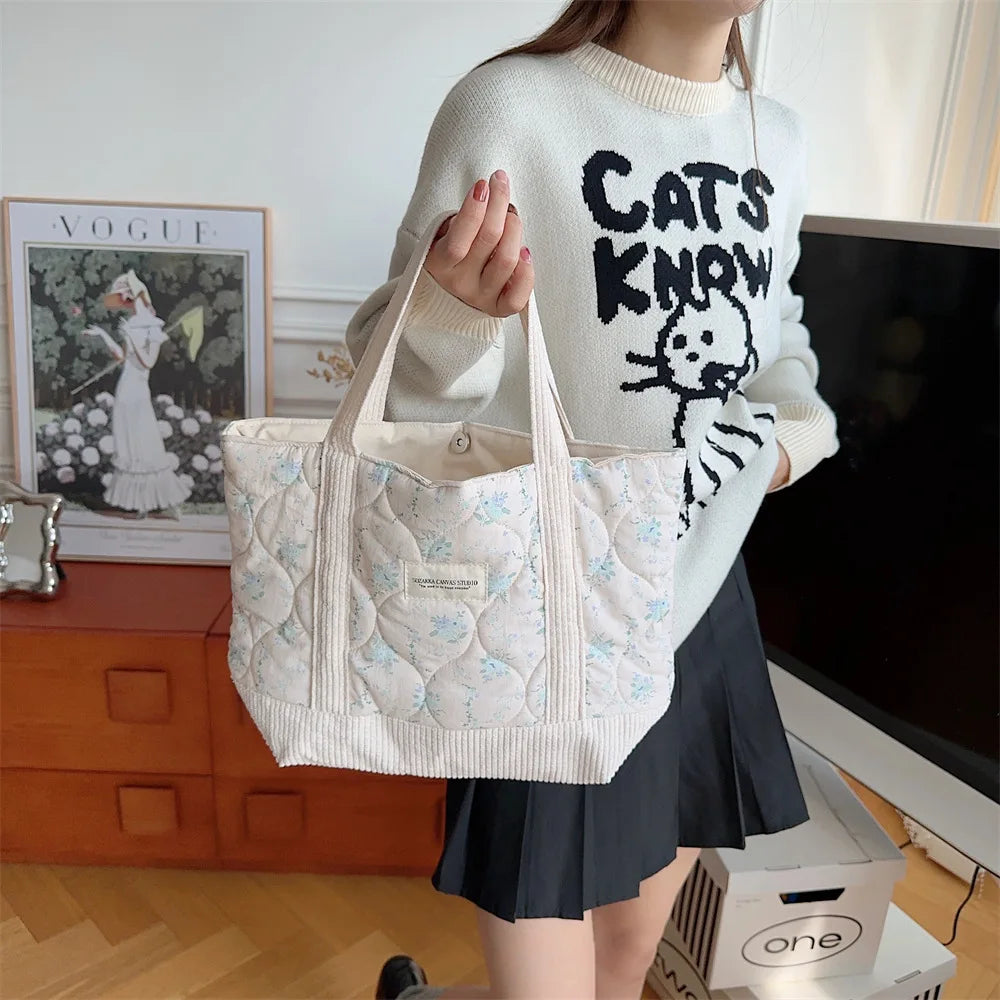 Sweet Floral Women's Bento Handbags Retro Patchwork Ladies Tote Shoulder Bags Retro Flower Female Storage Shopper Bag Purse