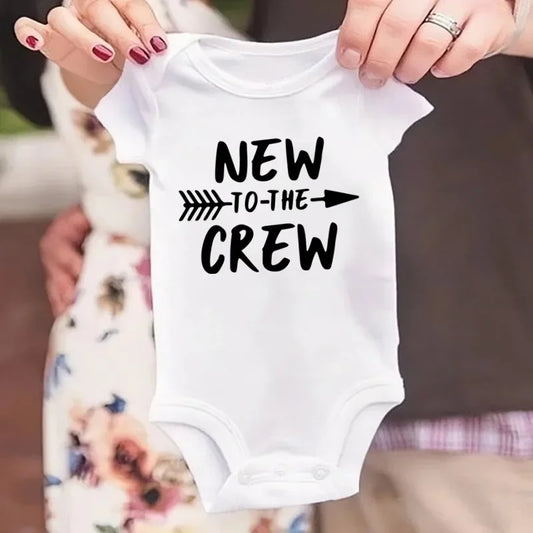 Pregnancy Revealed New to the Crew Newborn Boy Girl Clothing Short-sleeved Cotton Bodysuit