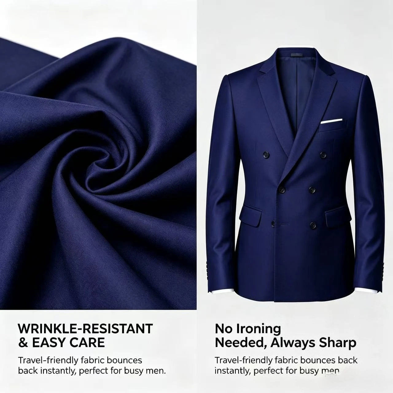 Men Double Breasted Suits For Wedding High Quality Slim Fit 2 Pieces Set Elegant Jackets Pants Blazers Fashion Classic Formal