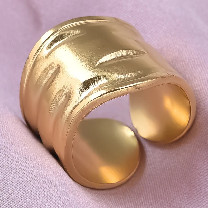 1/2/3pcs Mix Color Chunky Wide Ring Open Stainless Steel Rings For Women Men Accessories Irregular Surface Kpop Fashion Jewelry