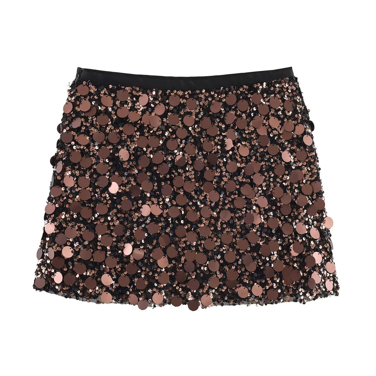 Christmas New Year's Eve Party Sequined Skirts Women's Sexy Hip Wrap Brown Sequin Mini Skirts Birthday Club Skinny Women Skirts