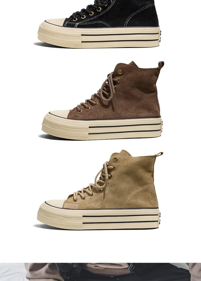 Couple Sneakers Classics Denim Canvas Shoes Fashion High Top Casual Shoes Platform Vulcanized Shoes for Men Lace Up Ankle Boots