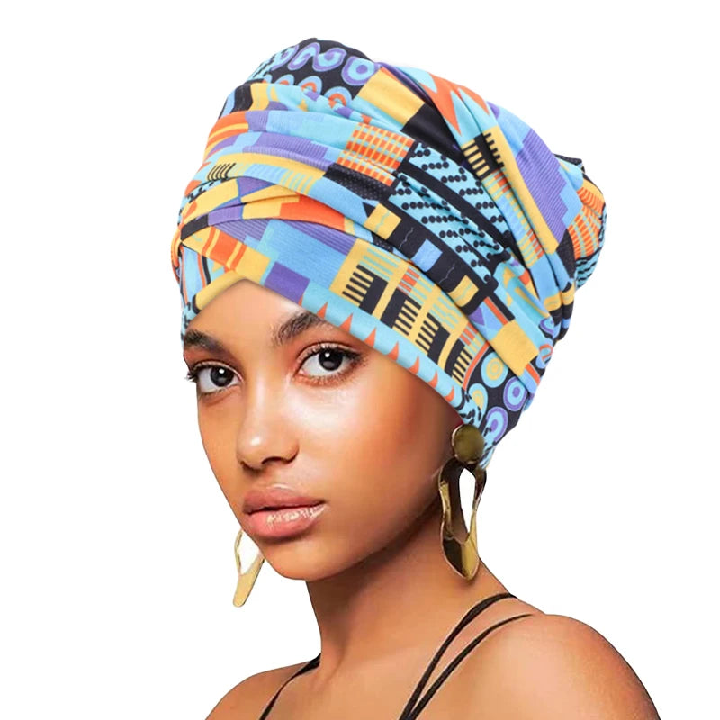 Women Muslim Turban Cap Long Style Elegant African print Auto Gele Headtie Female Head Wraps Nigeria Party Headpiece Turbante