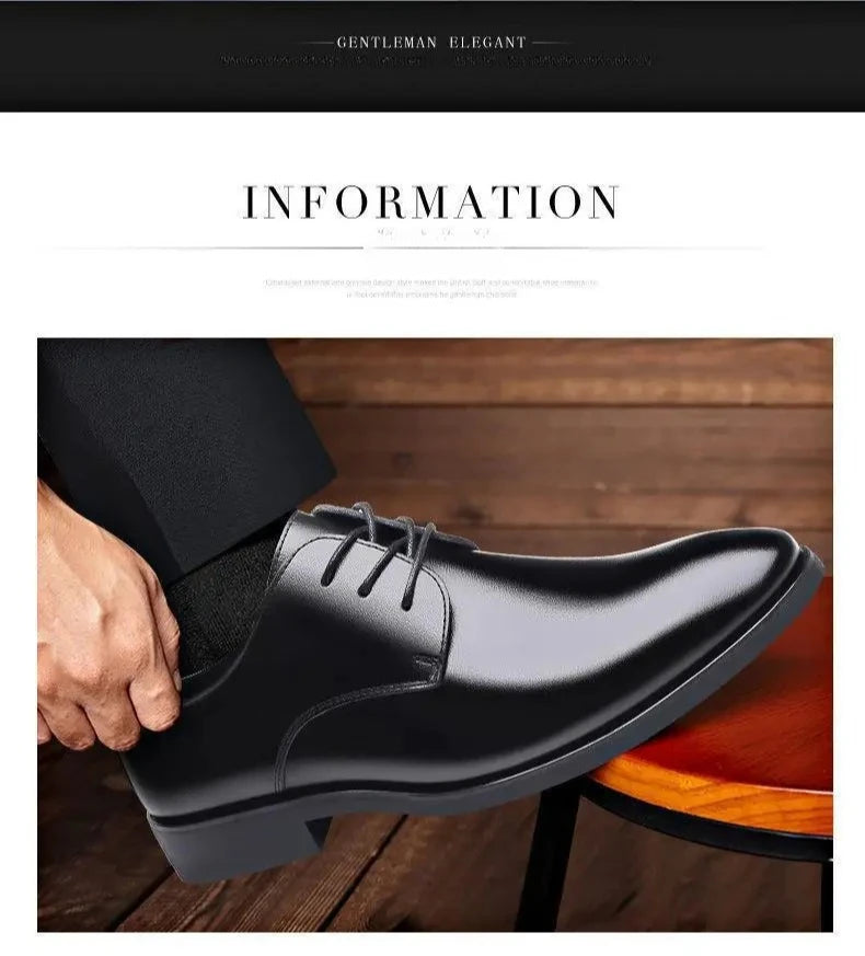 Fashionable Men's Leather Shoes Trendy Cowhide Men sneaker British Formal Men's Leather Shoes Soft Lace-up Leather Shoes for Men