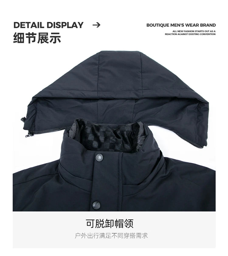 Business Men Thick Winter Big Hood Collar Warm Parka Waterproof Windproof NEW -40 Degrees Top Quality White Duck Down Jacket Men
