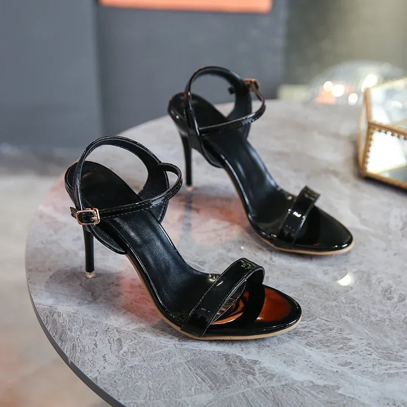 Large Size 45 Women's Sandals 2025 Summer High Heels Fashion Open Toe Sandals Buckle Party Shoes Sexy Thin Heels Wedding Shoes