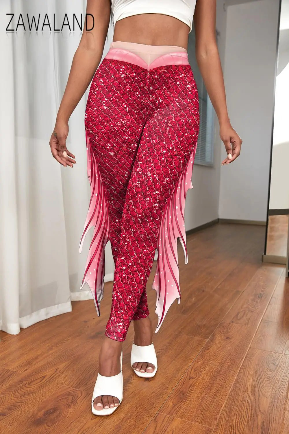 Mermaid Print Women's Pants Colour Fish Scales Yoga Leggings 3D Printed Women's Bottoms Fashion Women Trousers Workout Fitness