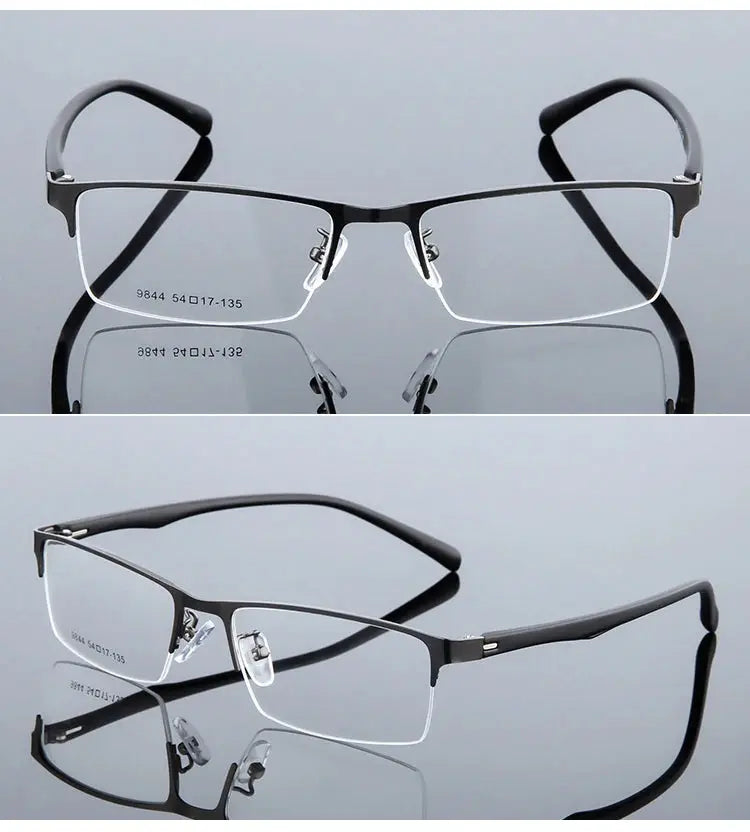 VCKA Half Frame Men Business Myopia Prescription Glasses Alloy Photochromic Anti Blue Ray Shortsighted Eyewear -0.5 TO -10 BAZAARHUBO