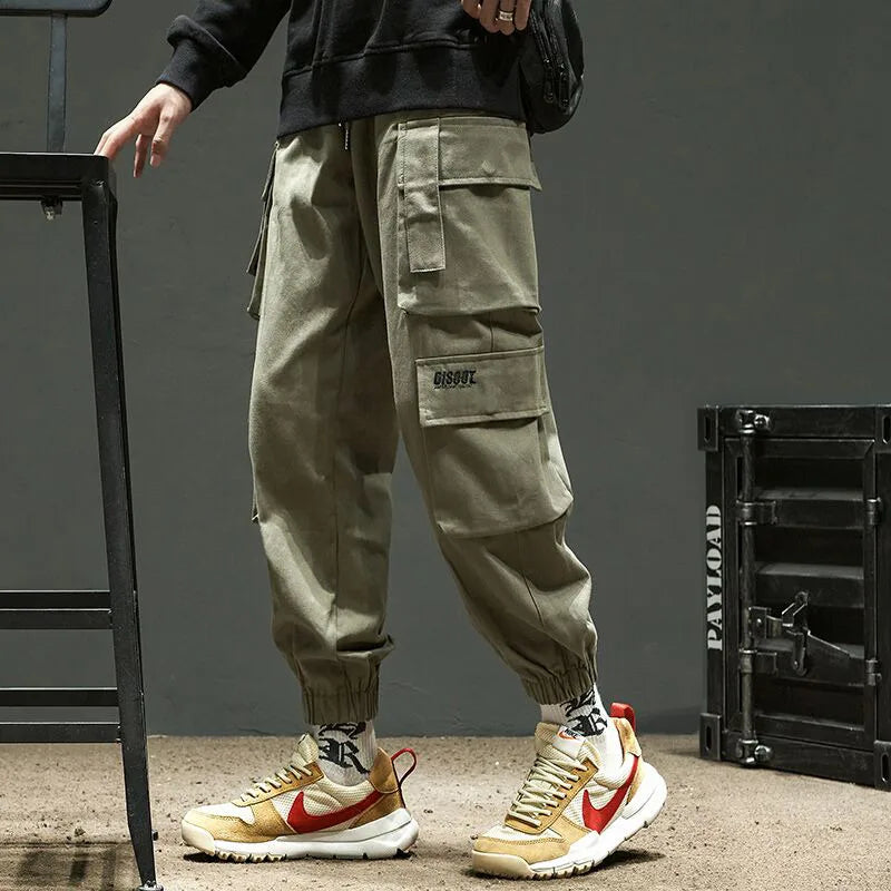 Men's Workwear Trousers Summer Sports Trendy Nine-Piece Cuffed Large Size Long Pants High Street Spring Autumn Casual Men's P...