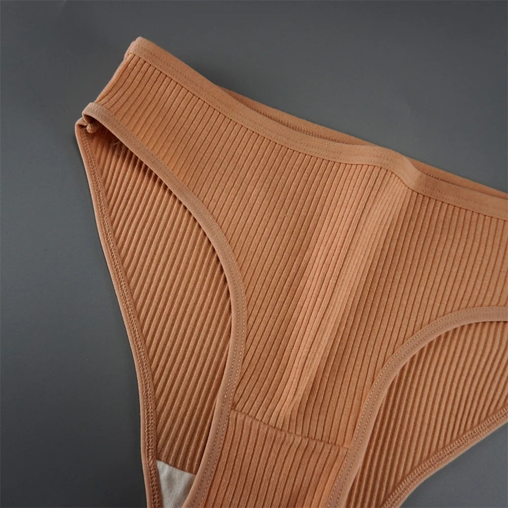 UNWE 3PCS/Pack Ribbed Cotton Seamless Panties for Women Briefs Pack Comfortable Ladies Underwear Sets