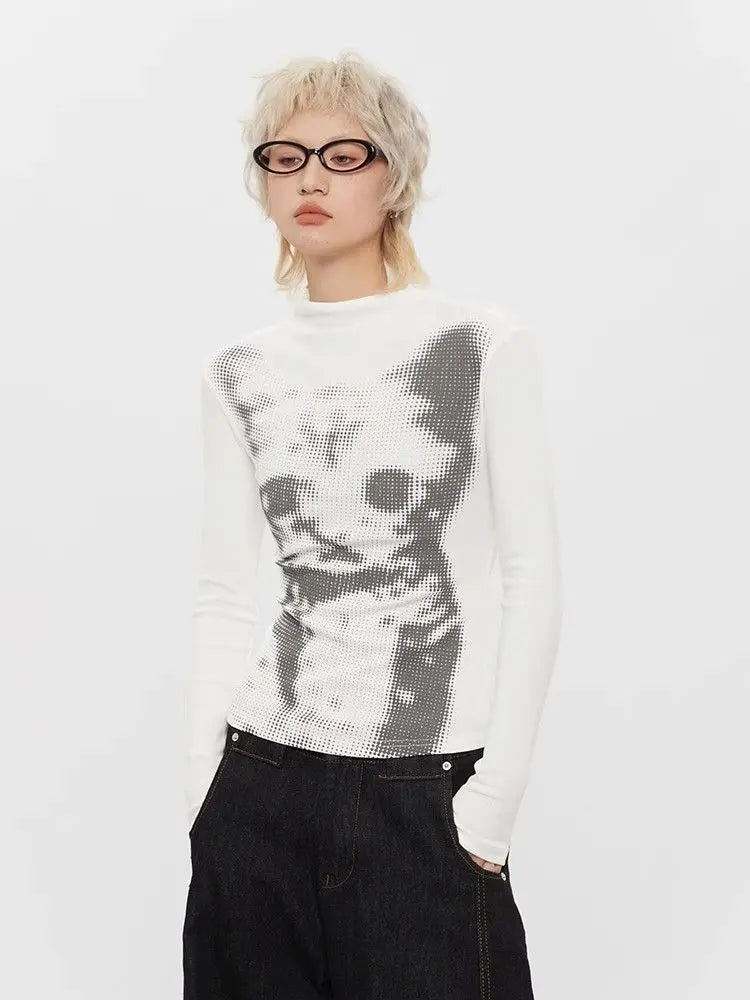 Kimutomo Streetwear Cat Graphic T Shirts Women Long Sleeve Korean Fashion 2000s Clothes Y2k Tees Female Harajuku Spring