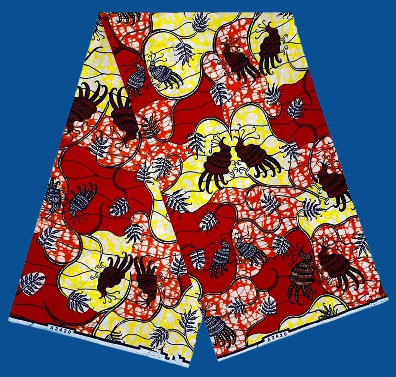 2025 Fashion Veritable African Wax Pagne Wax  100% Cotton Batik Tissu Wax Loincltoh Nigerial Dress 6yards for Sewing YG5-110-1