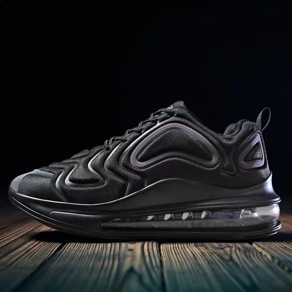 Low-Top Running Shoes Men's Large Size Air-Cushioned Casual Thick-Heeled Breathable Wear-Resistant Stripe Pattern Sports Shoes