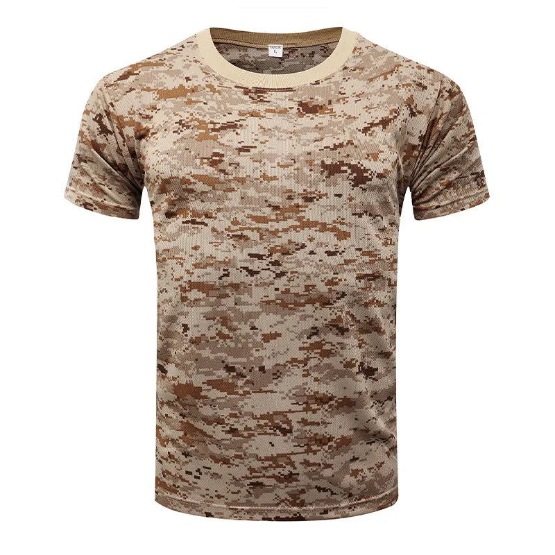 Men Casual Tactical T Shirts Short Sleeve Camouflage T-Shirt Quick Dry Outdoor Gym Top Tees Cargo T Shirt Male Clothing