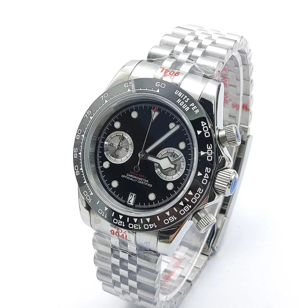 39mm VK64 Quartz Chronograph Men's Watch Sapphire Glass Waterproof Sport quartz watches Stainless Steel Strap Reloj Hombre