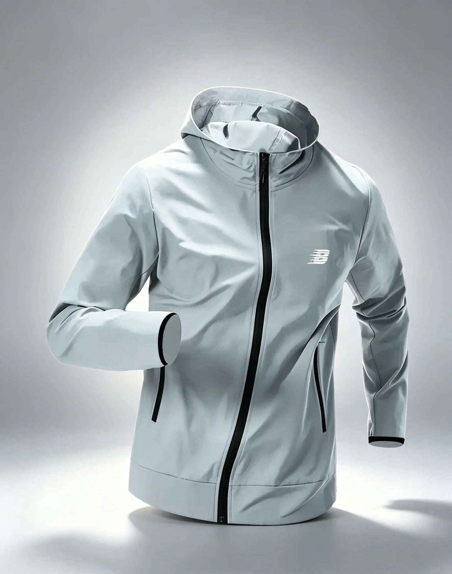 Mens B Run Printed Hooded Windbreaker Lightweight Waterproof Windproof Outdoor Sports Long Sleeve Jacket