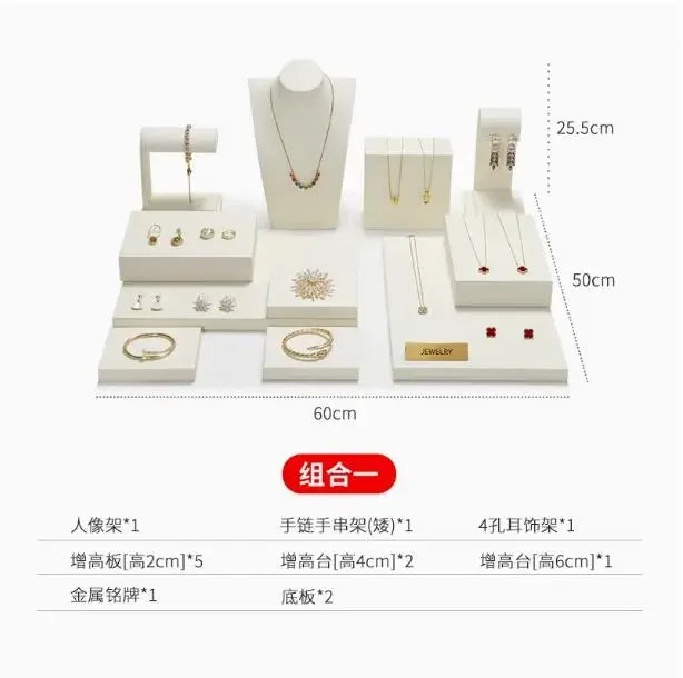 High end showcase jewelry display props, rings, necklaces, earrings display racks, counters, jewelry display sets, and tables