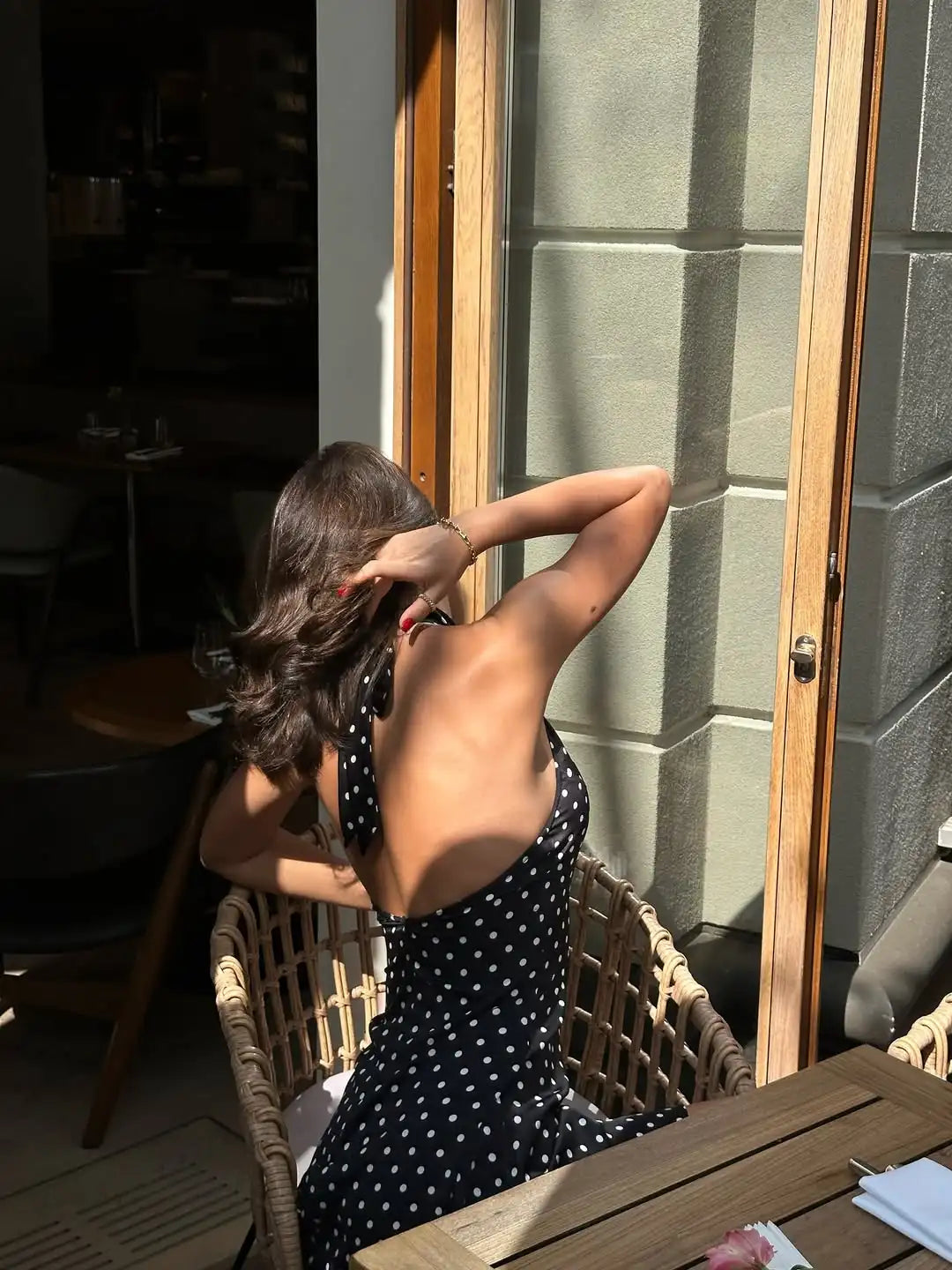 Talenza Polka Dot Mini Dress For Women Summer Off Shoulder Sleeveless Backless Halter Dress Female Elegant Party Slim Dress 2025