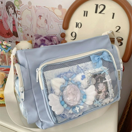 Trendy Transparent Simple Crossbody Bag for Girls Large Capacity School Shoulder Bag Comfortable and Versatile Texture Ita Bag