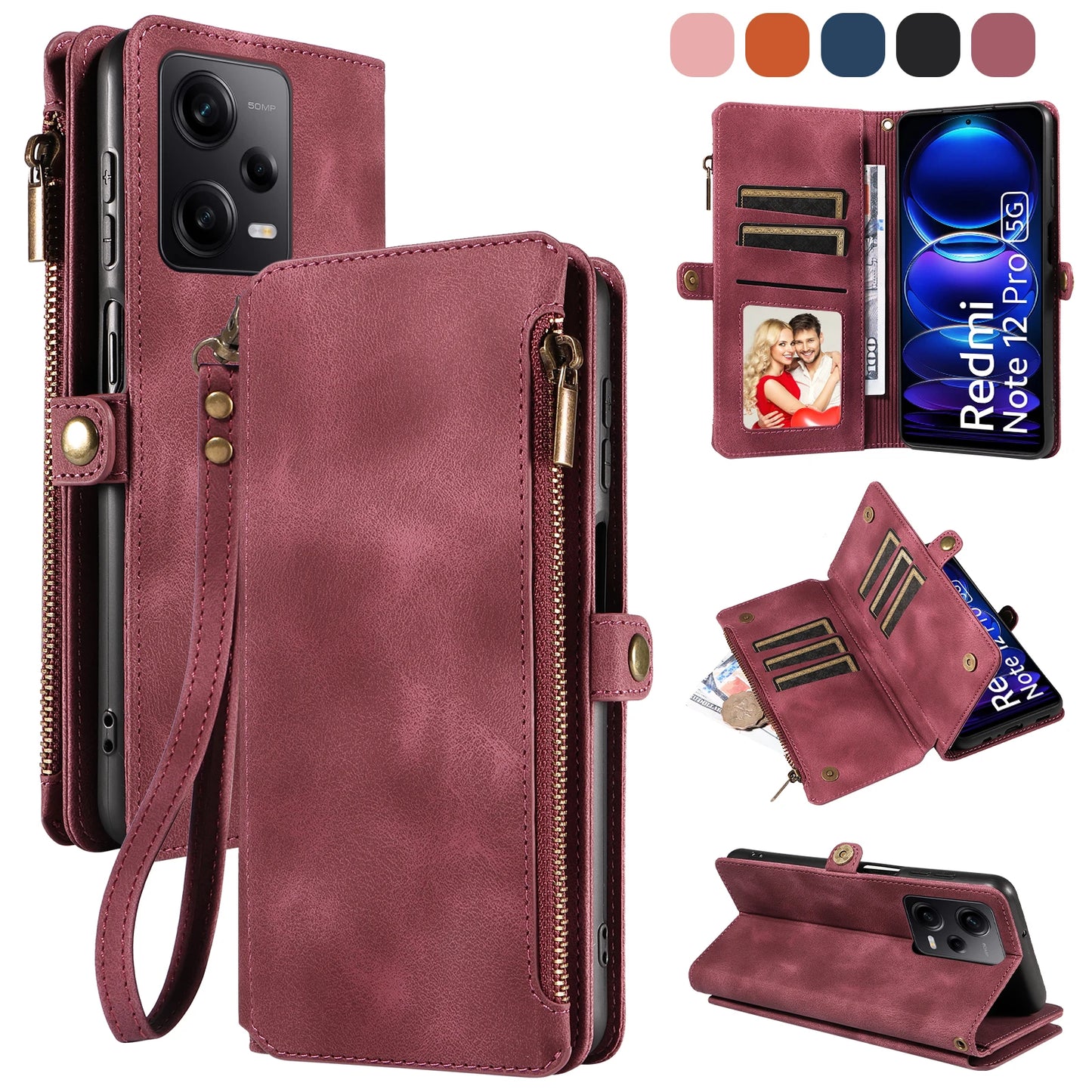 For Xiaomi Redmi Note 15 14 13 15C Poco X7 Pro F5 12 13C 14C 13T 15T Plus 5g Cases 4g Leather Wallet Card Holder Flip Phone Bags