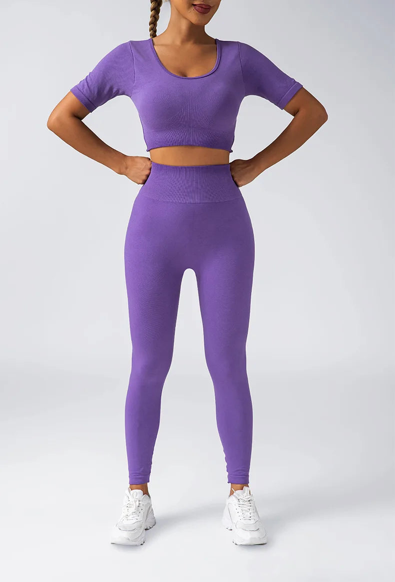 Women's Yoga Sets Seamless Sportswear 2-Piece Gym Yoga Clothes Sport Bra + Leggings Running Wear Skinny Sports Workout Sets Suit